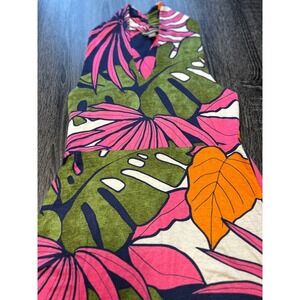 Tommy Bahama Sleeveless Tropical Leaf Print Dress XS Multicolor V-Neck Island